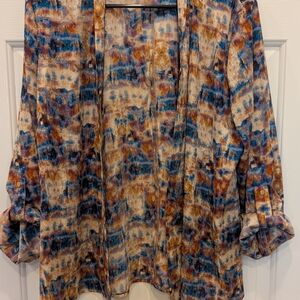 Investments Galaxy Print Polyester Top in Blue Orange Purple